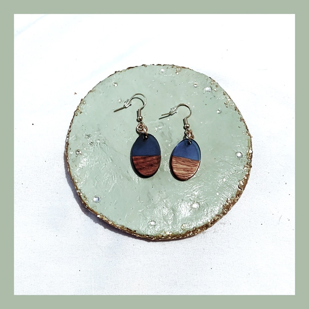 3/$30 EARRING BUNDLES! Handcrafted Boho-style Navy Blue and Wood Earrings